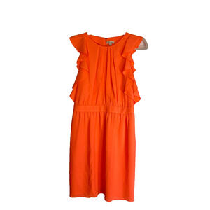 Shoshanna Dress Sz 8 Flutter Sleeve Chiffon Lined Orange A-Line Summer Wedding